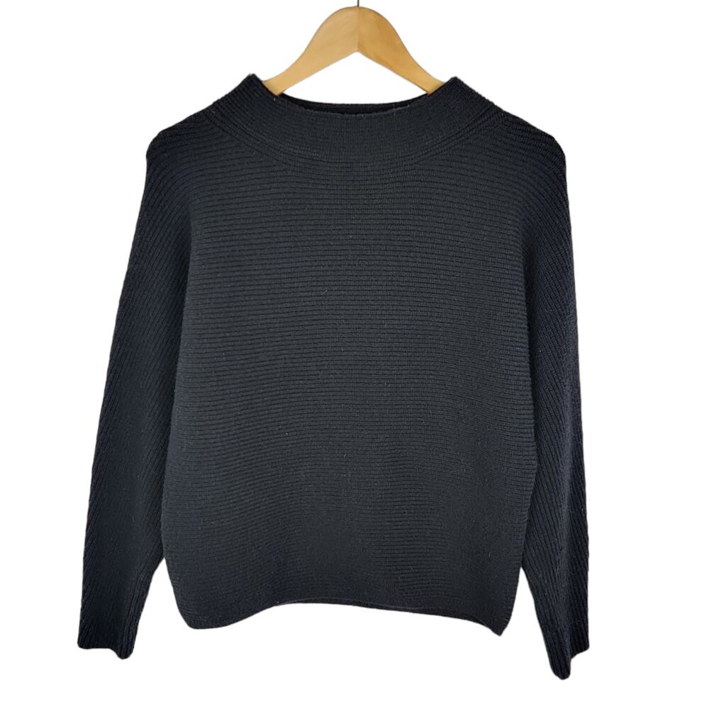 Ann Taylor Stitched Mock Neck Sweater In Black XS